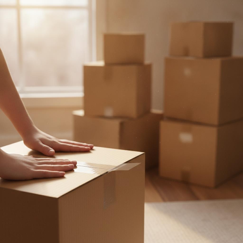 Moving boxes being packed